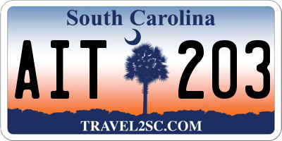 SC license plate AIT203