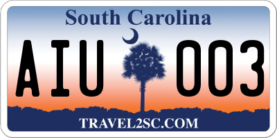 SC license plate AIU003