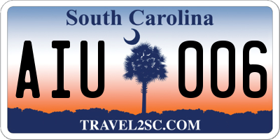 SC license plate AIU006