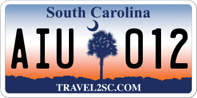 SC license plate AIU012