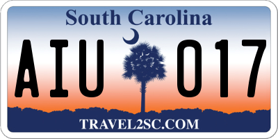 SC license plate AIU017