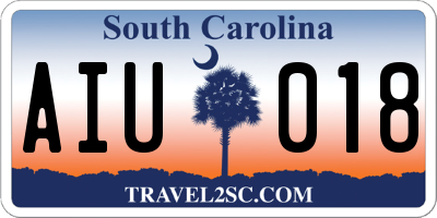 SC license plate AIU018