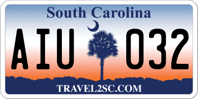SC license plate AIU032