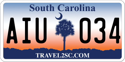 SC license plate AIU034