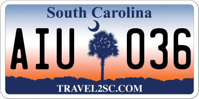 SC license plate AIU036