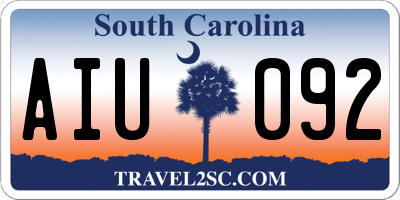 SC license plate AIU092