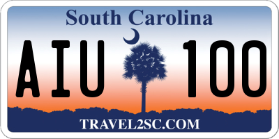 SC license plate AIU100