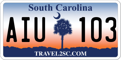 SC license plate AIU103