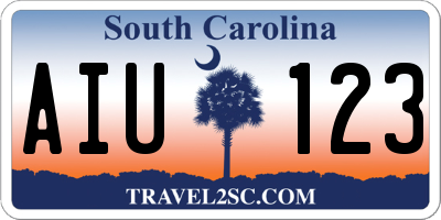 SC license plate AIU123