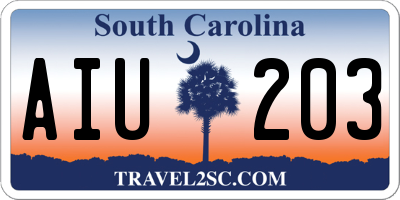 SC license plate AIU203