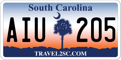 SC license plate AIU205