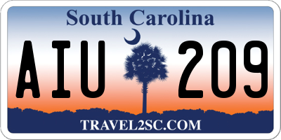 SC license plate AIU209