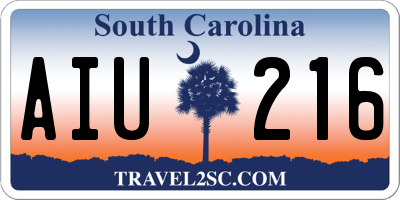 SC license plate AIU216
