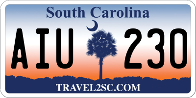 SC license plate AIU230