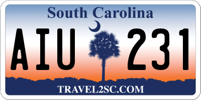 SC license plate AIU231