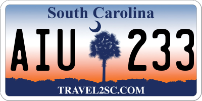 SC license plate AIU233