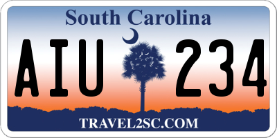 SC license plate AIU234