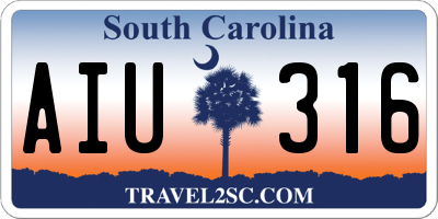 SC license plate AIU316