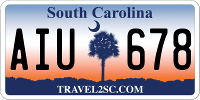 SC license plate AIU678