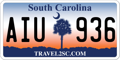 SC license plate AIU936