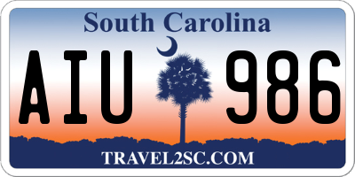 SC license plate AIU986