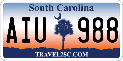 SC license plate AIU988