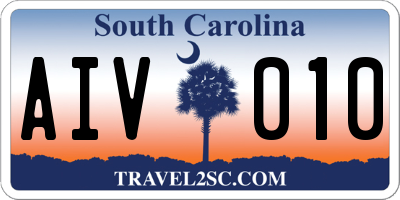 SC license plate AIV010