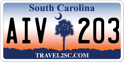 SC license plate AIV203