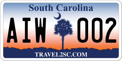 SC license plate AIW002