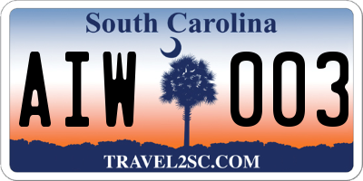 SC license plate AIW003
