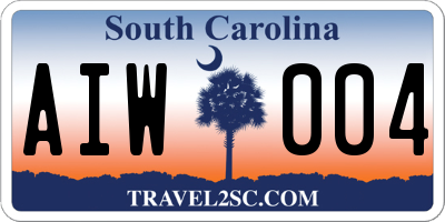 SC license plate AIW004