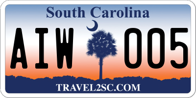 SC license plate AIW005