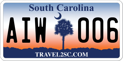 SC license plate AIW006