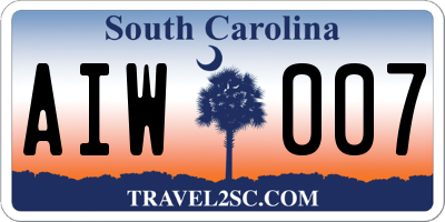 SC license plate AIW007