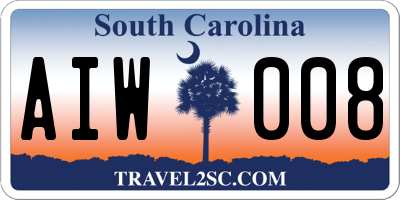 SC license plate AIW008