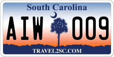 SC license plate AIW009