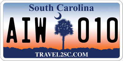 SC license plate AIW010
