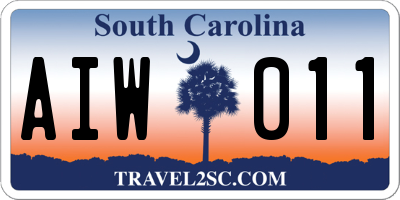 SC license plate AIW011