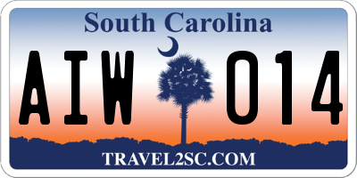SC license plate AIW014