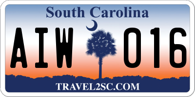 SC license plate AIW016