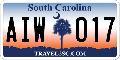 SC license plate AIW017