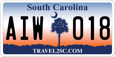SC license plate AIW018