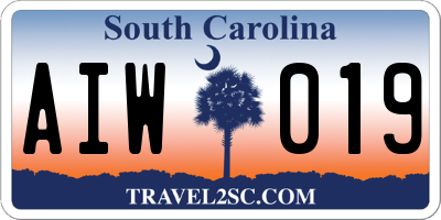 SC license plate AIW019