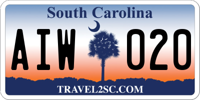 SC license plate AIW020