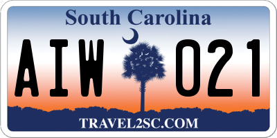 SC license plate AIW021