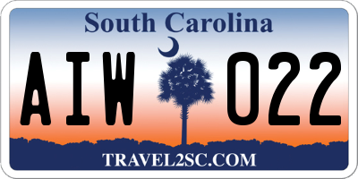 SC license plate AIW022