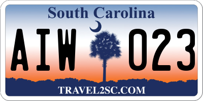 SC license plate AIW023
