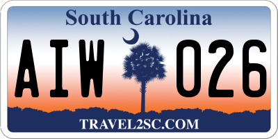 SC license plate AIW026