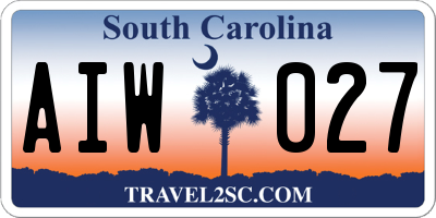 SC license plate AIW027