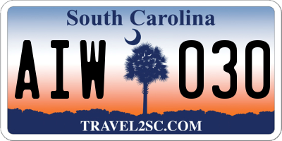 SC license plate AIW030